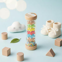 Wooden Rain Child-Centered Influenced Rain Rattle Soothing Raindrop Sounds Rainfall Rattle Shaker for Infants, Young Children, Classroom