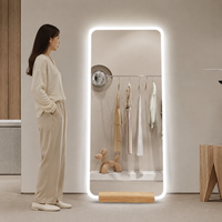 Full-length Mirror, Standing Mirror, Nordic Style, Wooden Frame, 80cm Width, Large Standing Mirror, For Fitting Rooms, Commercial Use