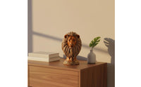 Lion Head Figurine Carved Mane Lion Statue Detailed Face for Home Display