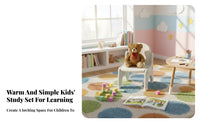 Child-Safe Design Children Study Desk and Chair Set Rounded Corners children's Study Desk with Chair Multi-Functional Toddler Writing Table Easy-Clean Surface for Preschoolers, Daycare Providers, Kindergarten, Playroom, Classroom, Homeschooling