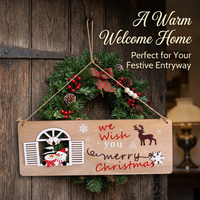 Wooden Hanging Sign Merry Christmas Indoor Outdoor Festive Wooden Plaque for Christmas Tree Ornament Rustic Aesthetic Jute Rope Hanger