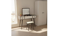 Hinged Lid Vanity Table Space Saving Dressing Table with Mirror and Stool Bedroom Furniture for Women