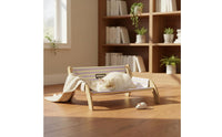 Breathable Elevated Pet Bed Cooling Wooden Frame Pet Cot for Cats, Summer, Indoor