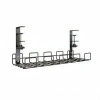 Easy Installation No Drill Hanging Desk Shelf Space Saving Clamp on Desk Storage Rack Heavy Duty Clamp-on Wire Basket Sturdy Metal for Office, Workstation