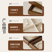 Wooden Jewelry Tray with Compartments for Earrings, Rings, and Bracelets