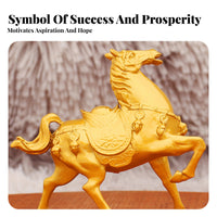 Good Luck Charm Golden Horse Statue Intricate Details Chinese Astrological Horse Ornament for Business Owners, Office Desk, Shop Counter