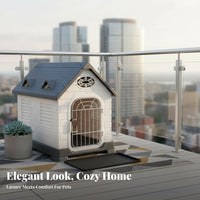 Waterproof Plastic Dog House Weatherproof Indoor Outdoor Pet Kennel Sunproof All-Weather Doghouse Resistant