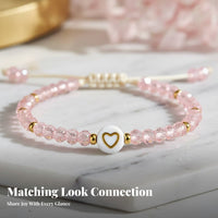 Beaded Mother Daughter Bracelets Delicate Pink Crystals for Outfits