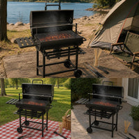 Outdoor Charcoal BBQ Grill for Home Patio and Commercial Use, American Villa Style Roaster Set
