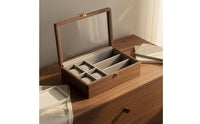 Walnut Watch Storage Case Sturdy Wood Construction Wooden Watch Box Men's Jewelry Organizer Scuff-Resistant Pillows Rustic