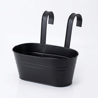 Home Decoration Garden Planter for Fence and Balcony, Painted Oval Shape Metal Planter, Hanging Flower Pots for Railing, Iron Hanging Planter