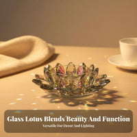 Light Reflecting Crystal Lotus Candle Holder Creates Romantic Atmosphere Crystal Lotus Tealight Holder Easy to Clean for Homeowners, Parties