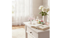 glass Flower Basket Ornament Glittering glass Basket with Artificial Flowers Centerpiece for Desk