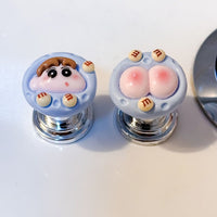 小新马桶按压器创意化妆室马桶水箱按钮辅助神器通用冲水开关按键 蓝色屁屁【1个装】