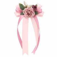 Car Mirror Bow with Streamers Floral Decorations Romantic for Brides