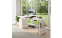 Twin Engine System Solid Wood Sit Stand Desk Quiet Operation Electric Standing Desk Spacious Desktop Height Adjustable Workstation Rounded Corners for Study Room