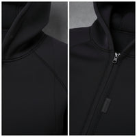 Water-Resistant Hooded Coat Wind-Blocking Neoprene Jacket Minimalist Hooded Jacket with Pockets Warm for Commuting