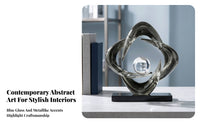 Decorative Transparent Sphere Sculpture Four-Loop Loop Ornament Geometric Design Dark Foundation Display Ornament