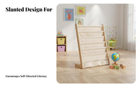 Childrens Wooden Bookcase Washable Textile Toddler Bookshelf Safe Rounded