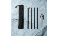 Telescopic Camping Lantern Stand Detachable Lamp Pole with Ground Stake Compact Light Pole with Double Hook Sturdy for Backyard