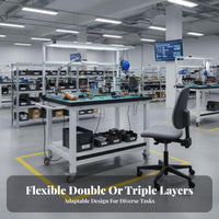 360° Swivel Casters Anti-Static Trolley Steel Structure Heavy Duty Work Table Locking Brakes Mobile Workbench Silent Wheels for Factory Workers, Warehouse Personnel, Technicians, Assembly Line, Laboratory, Auto Repair Shop, Engine Maintenance