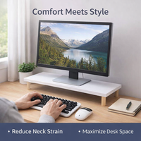 display Stand Riser with Desk Storage, Wooden Desktop Screen Risers for Monitors, PC Office Organizer with 4 Legs, Single Tier Design
