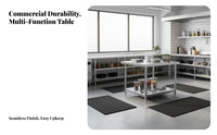 Stainless Steel Work Table Extra Thick Commercial Kitchen Prep Table With Storage Shelves Stainless Steel Workbench for Caterers, Home Cooks