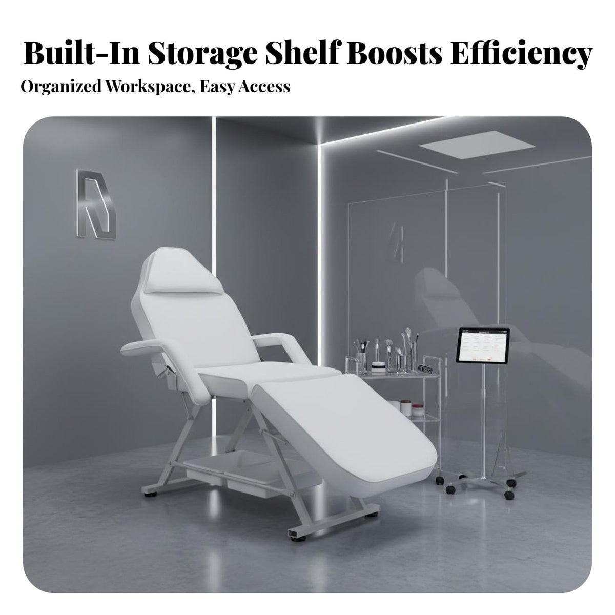 Adjustable Dermal Design Bed Firm Foam Cushion Reclining Dermal Design Table Heavy-Duty Steel Frame Foldable Eyelash Bed for Lash Technicians, Salons