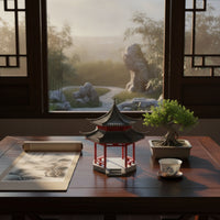 Two-Tier Chinese Pavilion with Pagoda Roof Ornate Pavilion Model Hexagonal Miniature Pagoda Traditional for Collectors