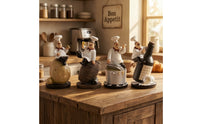 4 Pieces Chef Figurine Jolly Resin Figurine Charming for Cafe