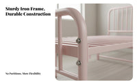 Metal Slat Bed Sturdy Construction Metal Slat Bed Frame Heavy Duty Wrought Iron Bedstead for Homeowners, Rental Property, Dorm Room, Apartment