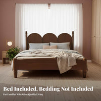Nordic Nordic design Wavy Headboard Frame Retro Design Bedroom Furniture Minimalist visually appealing foundation Bed box-coil-complimentary coil Needed for Apartment Dwellers, homeowners, Teenagers, Guest Room