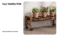 With casters Rolling Tiered Planter Rack Indoor & outsidedoor Use Plant Stand Floor-Standing potted Pot Shelf Weather-Resistant for Homeowners, Apartment Dwellers, Home Decorators, Balcony, Patio, Living Room, Corner Space