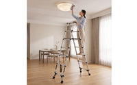 Collapsible Folding Telescopic Ladder Portable Telescoping Step-Ladder Ladder Stainless Steel Anti-Slip for Homeowners, DIYers, Home Maintenance, Painting, Workshop