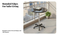 With Wheels Height-Adjustable Rolling Table Minimalist Design Household Furniture 360° Swivel Top Stable Base for Apartment Dwellers, Distant Workers, Balcony, Living Room, Small Areas, Home Office