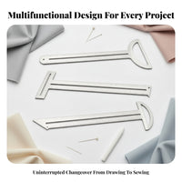 3 Pieces Multifunction Stainless Steel Ruler Set Printed Scale Curved Ruler Set Slim Flat Measuring Tool Silver-Colored