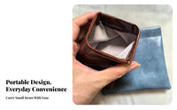 Oil Treated Leather Pouch Vintage Design Portable Collectible Bag Multi-Functional Snap Classic Leather Pouch for Collectors, Adults, Daily Use