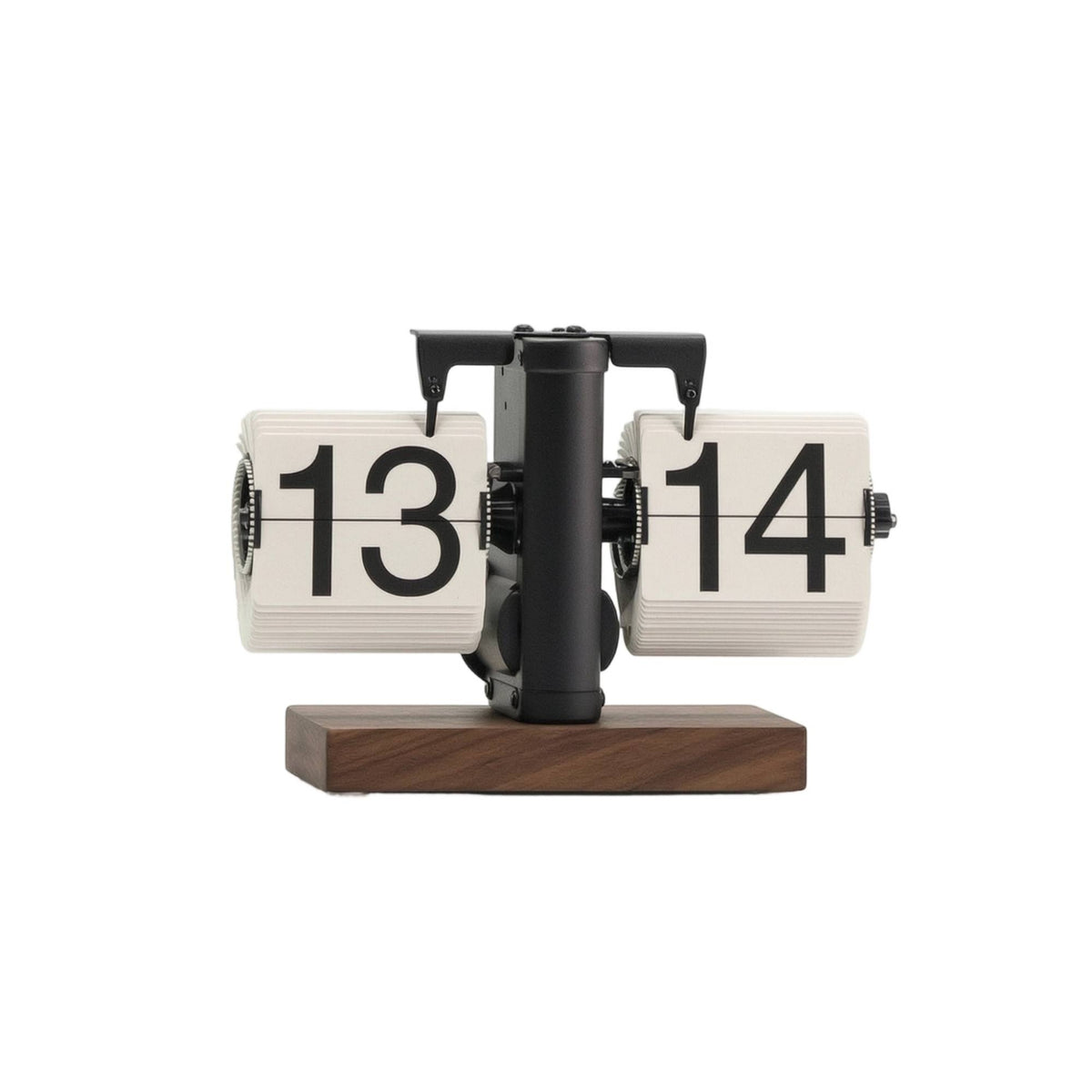 Flip Clock with Wooden Base Compact Classic Current Woodgrain Flip Clock High Readability for Office, Bookshelf