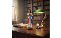 Altar Decoration Sacred Heart Jesus Statue Hand Painted Resin Jesus Figurine Detailed Craftsmanship Sacred Heart Statue Long Lasting for Catholics, Christians, Prayer Room, Church