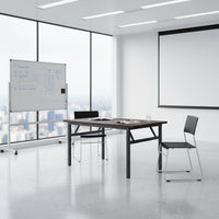 Compact Footprint Foldable Desk Long-Lasting Thickened Desktop Folding Computer Desk Sturdy Metal Frame Portable Dining Table Anti-Scratch Feet for Students, Small Areas