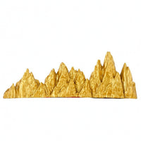 Mountain Ornament Golden Metal Ornament with Base Textured Decor for Shelf