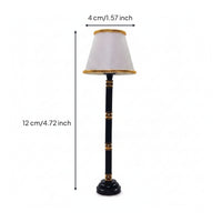 Gold Trim Miniature Dollhouse Floor Lamp Black and White 1:12 Scale Floor Lamp