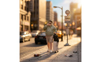 Miniature Man with Suitcase Tiny Passenger Figure Small Miniature Figurines for Hobbyists, Display Layouts
