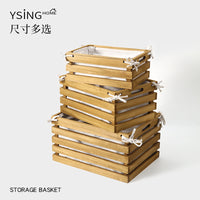 Vintage Wooden Storage Basket for Home and Kitchen