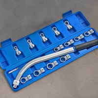 15 Pieces Automotive Drive Belt Tool with Case Curved Drive Belt Tool Kit Slim Tensioner Wrench Set Thin for Workshops