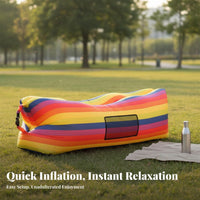 Quick Inflation Inflatable Lounger with Headrest Lightweight Wind Catcher Sofa Waterproof Inflatable Couch Leak-Proof for Beachon-the-Goers, Travelers, Camping, Parks, Beach, Backyard