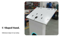 Heavy-Duty Construction Illuminated Interactivescreen Podium VESA Compatible Kiosk Base Futuristic Design Monitor Pedestal LED Accent Lighting for Retail Managers, Event Organizers, IT Professionals, Factories, Exhibition Halls, Shopping Malls