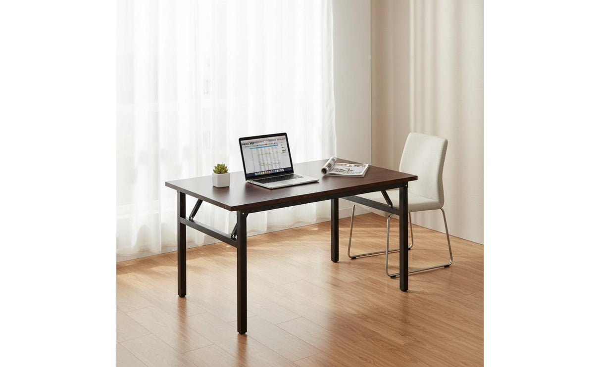 Compact Footprint Foldable Desk Long-Lasting Thickened Desktop Folding Computer Desk Sturdy Metal Frame Portable Dining Table Anti-Scratch Feet for Students, Small Areas