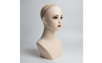 Realistic Mannequin Head with Shoulders Female Hairpiece Head Matte Display Bust Cosplay for Cosplayers, Salons