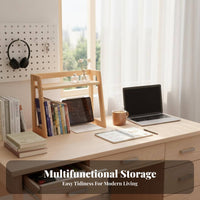 Natural Wood Finish Pegboard Desk organizer with Drawer Space-Saving Design adaptable Desk Organizer Multi-Purpose Desktop Shelf Large Capacity for Remote Workers, Hobbyists, Study Room, Workstation, Gaming Setup, Workshop